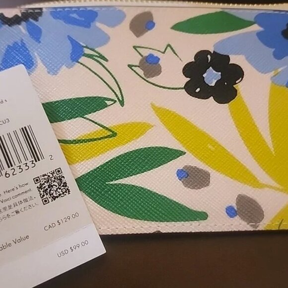 Kate Spade Lucy Spade Flower Festival Floral Small L-zip Wristlet NWT - Picture 5 of 5
